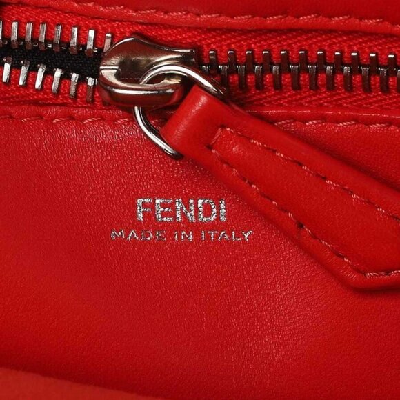 Fendi Red Quilted Lambskin Leather Dotcom Click Small Shoulder Bag - Picture 11 of 12